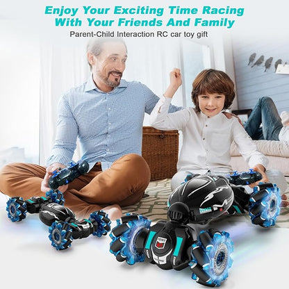RC Cars Gesture Sensing Stunt Car Toys for Boys Girls 6-12 Year Old 2.4Ghz 4WD Hand Remote Control Toy 360° Rotate Transform Off-Road Drift with Lights Music Birthday Xmas Gifts for Kids