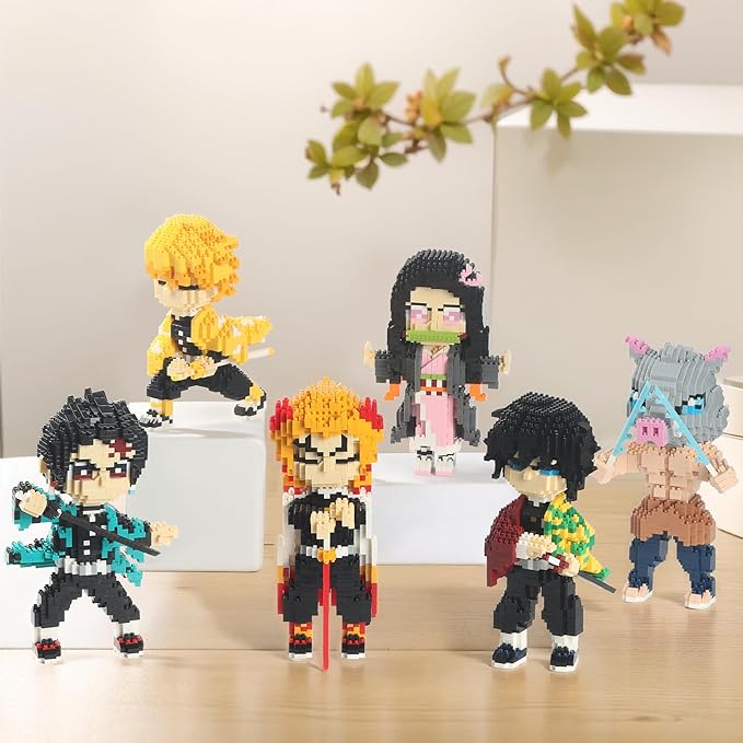 MACTANO Anime Demon Figure Micro Mini Building Set Slayer Rengoku Kyoujurou Building Block Toy for Adult-1383pcs