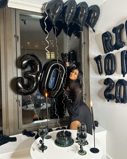 Black Number 30 Balloon 40 Inch, 30th Birthday Party Decorations for Children, Giant 30 Foil Balloon for Party Supplies