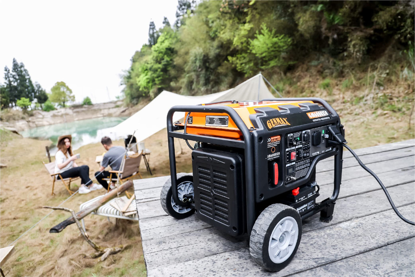 GENMAX Portable Inverter Generator, 6000W open frame Gas Powered High Speed Engine with Electric Start, Ultra Lightweight for Backup Home Use & Job Site，EPA Compliant (GM6000XiE)