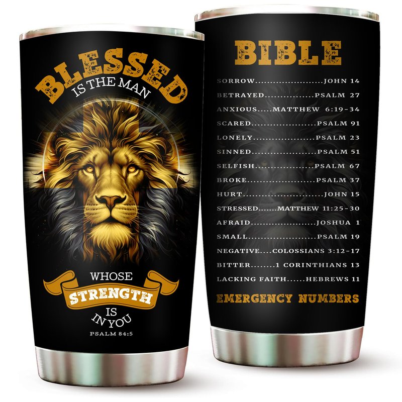 Fathers Day Christian Gifts for Men, Dad, Pastor - Christian Tumbler for Men for Baptism, Birthday, Christmas - Faith Religious Pastor Appreciation Gifts - Spiritual Jesus Bible Verse Cup Tumbler 20oz