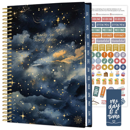 bloom daily planners 2026-2027 Planner - Academic Year (July 2026 - July 2027) Monthly & Weekly Soft Cover Planner for Women - 13 Month Calendar Agenda Book with Stickers - 5.5" x 8.25" - Midnight Sky