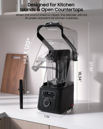 Professional Commercial Vacuum Blender with Quiet Shield, 2026 Upgraded 40000 RPM, 3000W/4HP Peak Power, 56oz Eastman Tritan Cup for Milkshake, Smoothie, Nut Milk, Hot Soup, Self-Clean, 5-YearWarranty