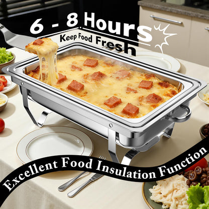Amhier Chafing Dishes for Buffet 9Qt 4 Pack [Multi-Size Food Pans] Stainless Steel Chafing Dishes [Sturdy and Durable] Chafing Dish Buffet Set for Weddings & Parties & Festival, Silver