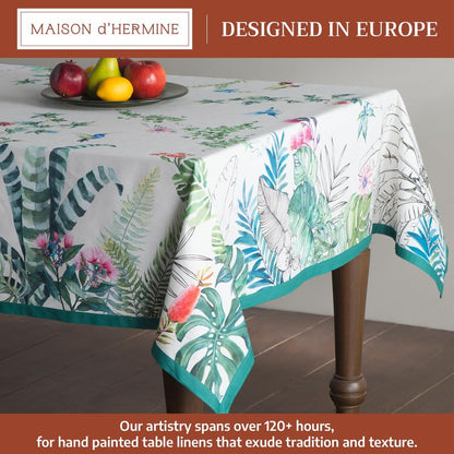Maison d' Hermine Table Cloth Square Table 100% Cotton 54 x 54 Inches Tablecloth Reusable Decorative for Dining Kitchen Room Farmhouse Home Gifts for Mothers Day Spring Summer - Tropiques