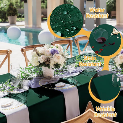 BRILLMAX 6 Pack Hunter Green Tablecloths 90 x 132 Inch for 6ft Rectangle Tables - 150 GSM Polyester Fabric, Floor Length Drop, Water, Stain & Wrinkle Resistant Cloth for Wedding Reception Banquet