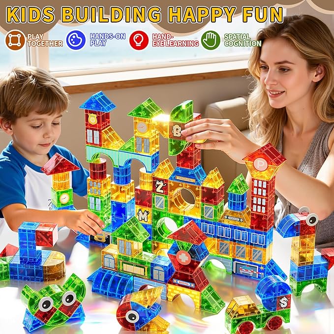 Magnet Toy for Toddlers 3-5 115 Pieces Magnet Building Toys for Kids 4-8 Preschool Educational Christmas Birthday Gifts Toys for Kids Ages 3-5 Year Old Boys and Girls