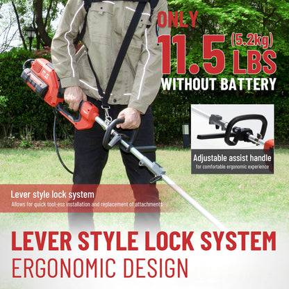 DCK 58V Multi-Head String Trimmer Cordless, 15" Brushless Weed Wacker with Rapid Reload and Auto Feed, 3-Speed Multi-Head Lawn Edger, Electric Weed Eater for Grass, 4.0Ah Battery and Charger