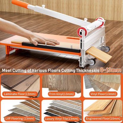 Heavy Laminate Floor Cutter with Replacement Blade, NAACOO 13“ Vinyl Floor Cutter with wheel,Vinyl Plank Cutter – Just 1 Step Meet Angle&Length Cutting,