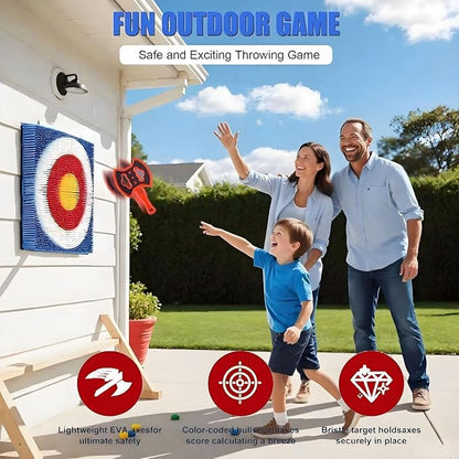 Axe Throwing Game for Backyard - 2-in-1 Axe Throwing Target Set with 4 Throwing Axes &amp 6 Darts - Easy to Carry Axe Throwing Target Game for Family &amp Adults - Carnival Games &amp Outdoor Indoo