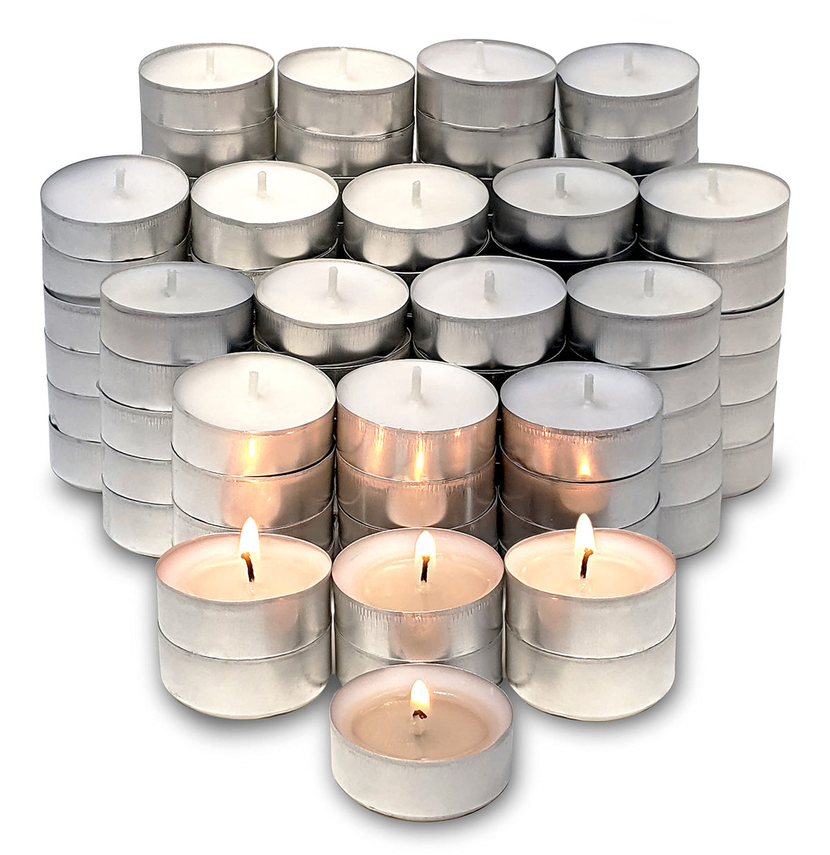 Hyoola Tea Lights Candles - 100 Bulk Candles Pack - Natural Palm Oil Tea Light - European Quality White Unscented Tealight Candles - 4 Hour Burn Time
