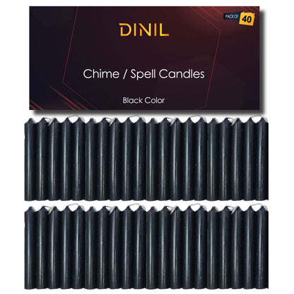 Dinil – Spell & Chime Candles (40 Black Candles) – 4" x 1/2" Premium Mini Taper Candles for Rituals, Birthdays, Altar, Spells, Chime Candles (Black)