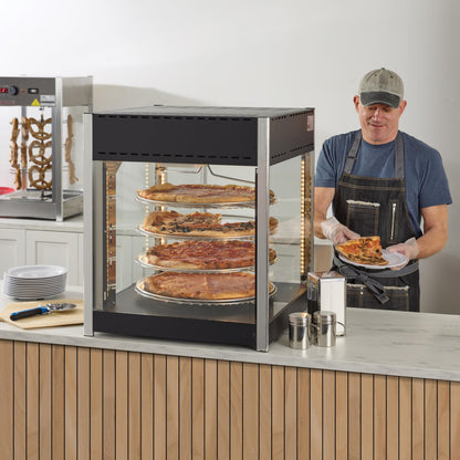 Winco EDM-1K Rotating Heated & Humified Pizza Warmer Merchandiser, 18"