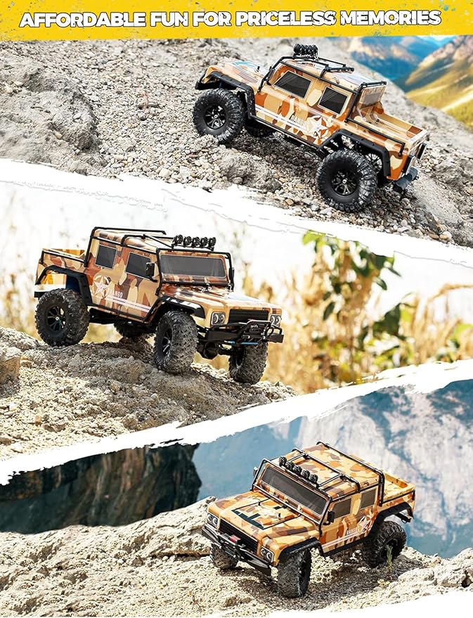 1/8 Scale Fast RC Cars for AdultsMax 10 mph Electric Off-Road Monster TruckWaterproof RC Car 4WD Remote Control Car with 3S Lipo 30+ Min Play All Terrain