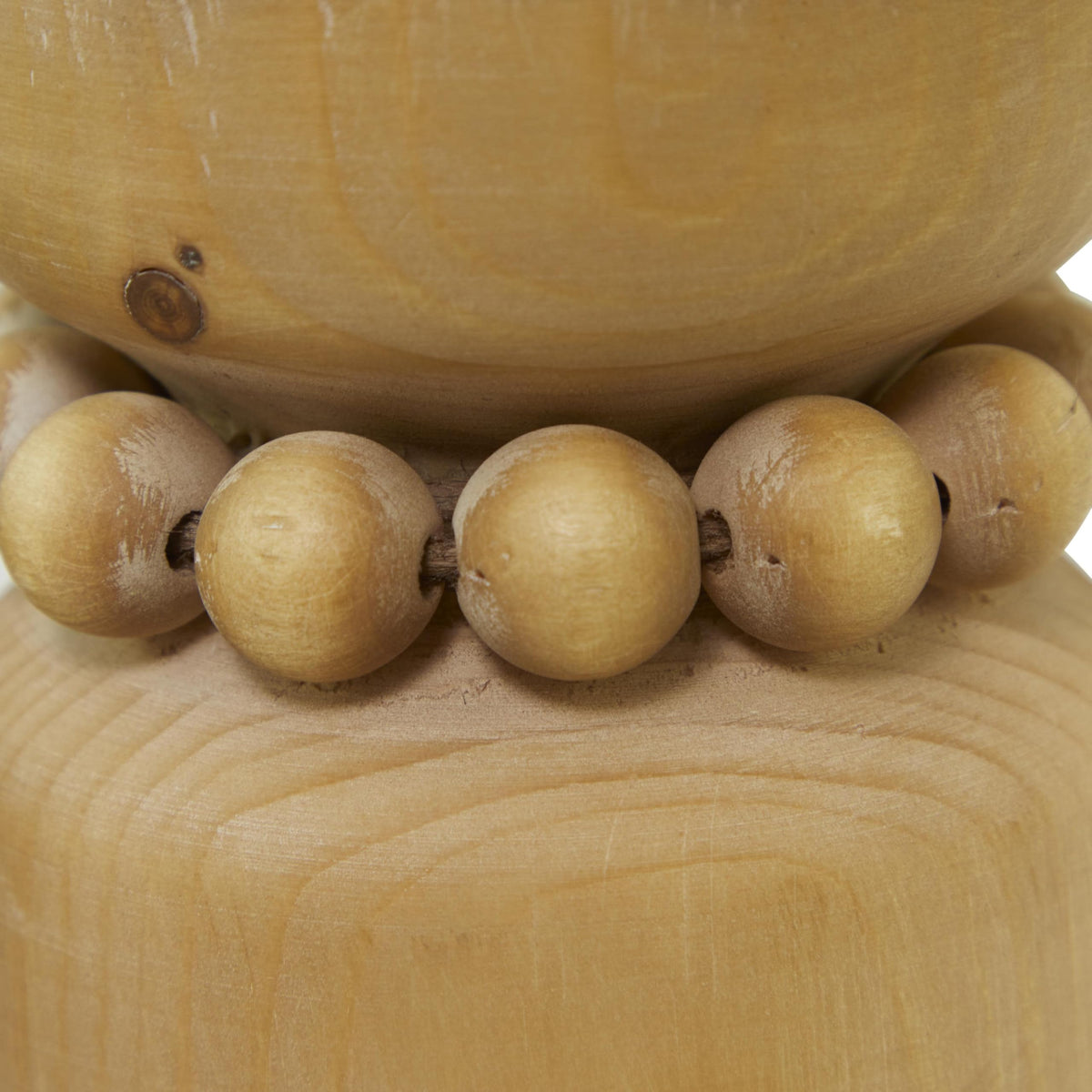 Deco 79 Wood Decorative Candle Holder Beaded Pillar Candle Stand, Set of 2 Candlestick Holder 8", 6"H, Brown