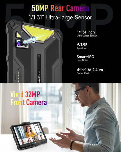 Ulefone Armor Pad 4 Ultra Thermal Imaging 5G Rugged Tablet, 16GB + 256GB/2TB Expansion Android 15, 10.36" 2K Corning Display, IP68/69K, 11800mAh(33W), 10W Dock Charging, 50MP + 32MP, 1100LM LED Lights