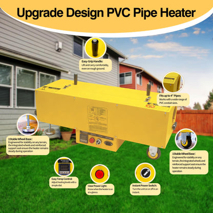 1/2" to 4" Electric PVC Pipe Heater with Power Indicator & Transport Wheels - 1800W 120V Digital Temperature Control Bending Tool for Electrical Conduit & Plumbing Pipes
