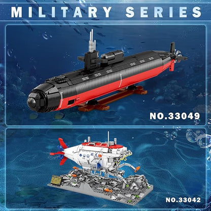 Reobrix Nuclear Submarine Building Sets for Adults 1:125 Military Los Angeles Class SSN Submarine Model 33049 Striking Display Piece Home Decor Collectible Submarine Toy Gifts for 14+ (2750 PCS)