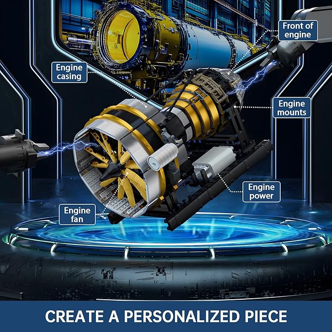 Mould King Aircraft Engine Toys Building Sets Mini Engine Model with Motor 10141 STEM DIY Project Building Kits Collectible Birthday Blocks for Adults Aged 14+ (2256 Pieces)