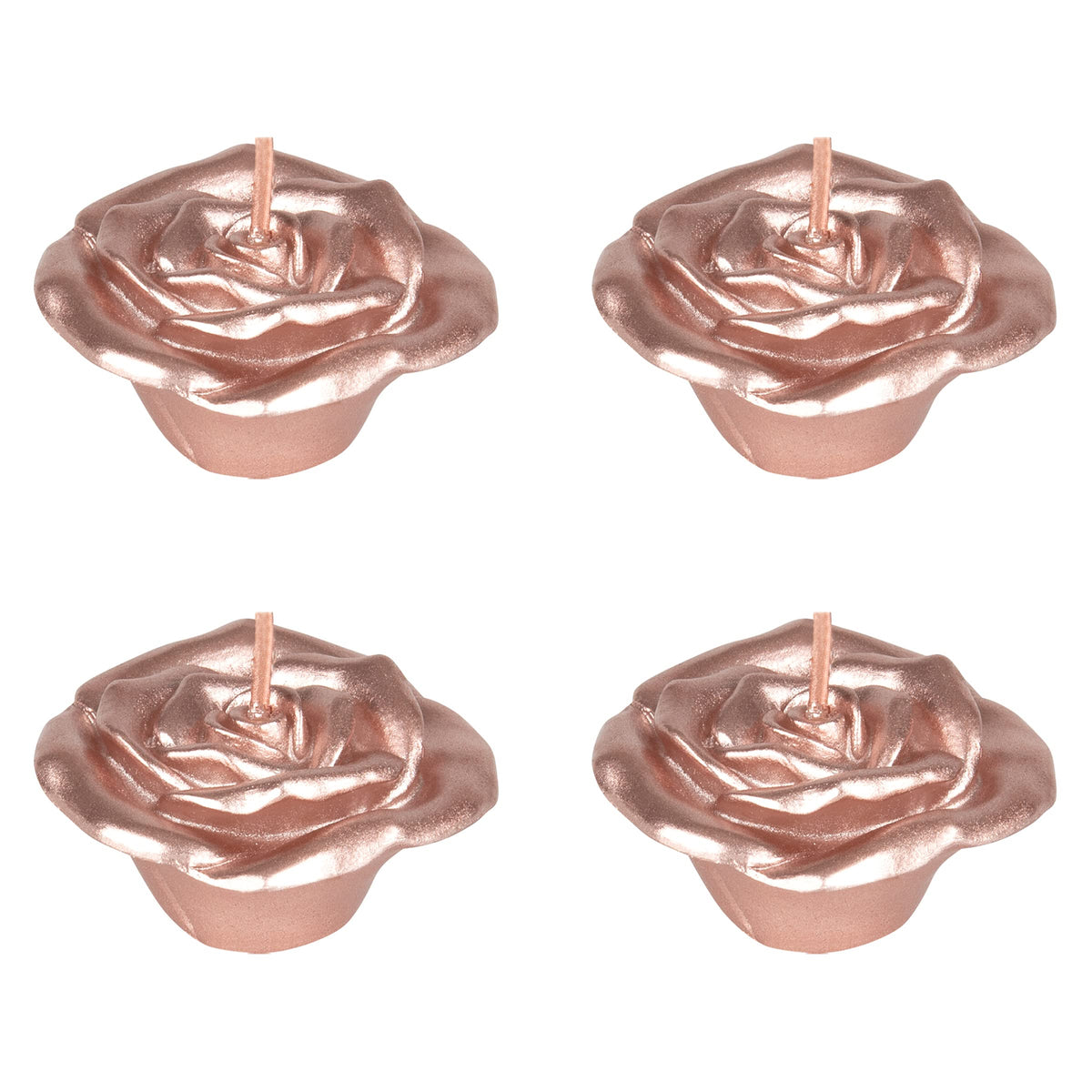 Mega Candles 4 pcs Unscented Rose Petals Flower Rose Gold Floating Candles, Hand Poured Wax Candle 2 Inch Diameter, Home Décor, Wedding Centerpieces, Holidays, Occasions, Events, Festivities