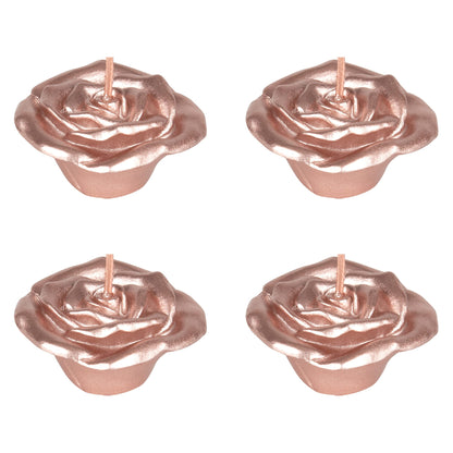 Mega Candles 4 pcs Unscented Rose Petals Flower Rose Gold Floating Candles, Hand Poured Wax Candle 2 Inch Diameter, Home Décor, Wedding Centerpieces, Holidays, Occasions, Events, Festivities