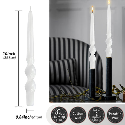 White Taper Candles Twisted Candles Sticks Long Spiral Candlesticks Unscented Candles Smokeless Candle for Wedding Party Dinner Home Decoration