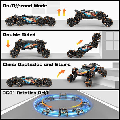 8WD Gesture Sensing RC Stunt Car Toys for Boys Age 8-12 2.4GHz Hand Controlled Remote Control Car with Light &amp Music &amp Spray Cool Christmas Birthday Present Gifts for Kids 6 7 8 9 10 11 12 Y