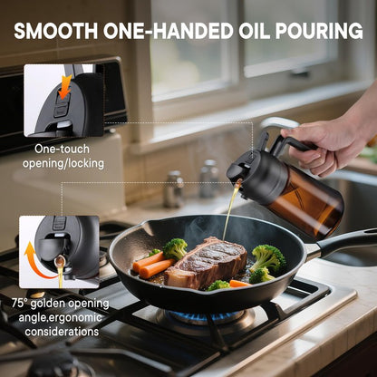 Arsatbs 16oz/470ml Olive Oil Sprayer for Cooking, 2 in 1 Oil Dispenser Bottle Spray and Pour with Stickers, Premium Dark Brown Glass Oil Bottle for Air Fryer and Salad