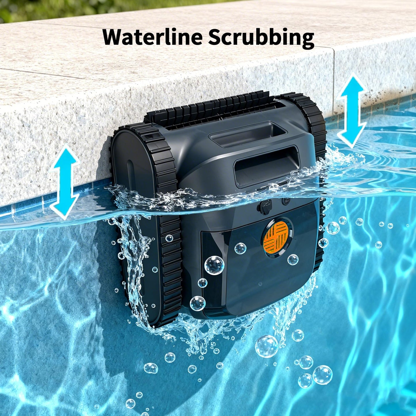 CZYBYTE Cordless Robotic Pool Vacuum Cleaner, Intelligent Route Planning, Wall & Waterline Climbing, 120-Min Runtime, for Above Ground/Inground Pools up to 2000 sq. ft, APP Support,Orange