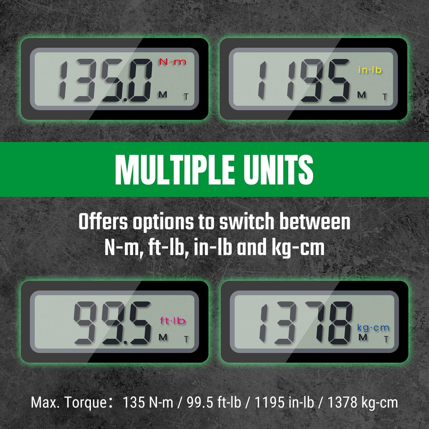 SK 3/8" Drive Digital Torque Wrench, 6.8 to 135 N-M, LED Display, Four Units of Measure & Flash Notification