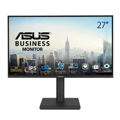 ASUS 27” 1440P USB-C RJ45 Docking Monitor (BE27ACGN) – QHD (2560x1440), IPS, 120Hz, Frameless, Speakers, Height Adjustable, DisplayPort Daisy-Chain, Power Sync, Eye Care, 3 yr Warranty