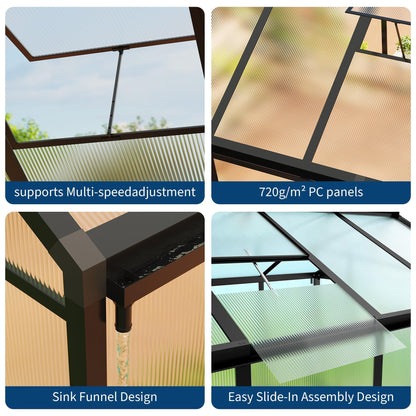 Greenhouse, 6x10 FT Greenhouse for Outdoors, Walk-in Green House with Ground Nails and Vent Windows, Sliding Lockable Door, Polycarbonate Greenhouses for Outside Garden Backyard, Quick Setup, Black