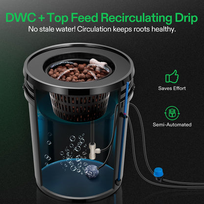 VIVOSUN DWC Hydroponic Growing System, 5-Gallon Deep Water Culture with Digital pH and TDS Meter Kits, 0.01pH High Accuracy Pen Type pH Meter ± 2% Readout Accuracy 3-in-1 TDS EC for Hydroponics, Pool