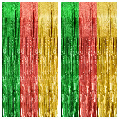 2 Pack Hawaii Party Backdrop Decorations Vibrant Summer Streamers Foil Fringe Curtains Metallic Tinsel Backdrop for Birthday Graduation Baby Shower Christmas Beach Holiday Party Decors
