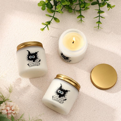Conelist 6 Set Cat Lover Gifts for Women Graduation Funny Black Cat Scented Candles It's Fine Everything is Fine Inspirational 3.5 oz Soy Wax Jar Candles Gift for Teacher Coworker Employee Gifts