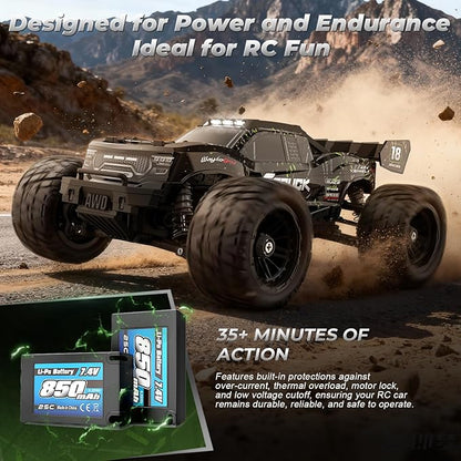 HAIBOXING 1:18 RC Car 18872 New Model RC Truck 4X4 Off-Road 2.4GHz Remote Control Truck 36km/h Speed Splash Waterproof Electronics Dual Li-Po Batteries Pre-installed and Spare in Box 35 Mins Runtime