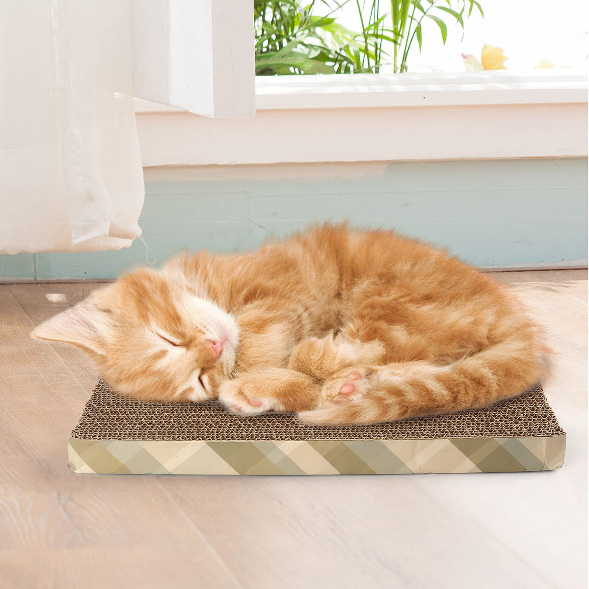 PrimePets XL Wide Cat Scratcher Cardboard, 2 Pack, Cat Scratching Pads, Corrugated Cat Scratch Board, Large Reversible Refill Sofa Bed Lounge, Catnip Included