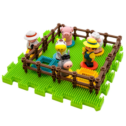 PicassoTiles PTB100 100pcs Hedgehog Shape 3D Building Blocks Tiles Farm Theme Set Learning Playset STEM Toy Set Educational Kit Child Branin Development Preschool Kindergarten Toy