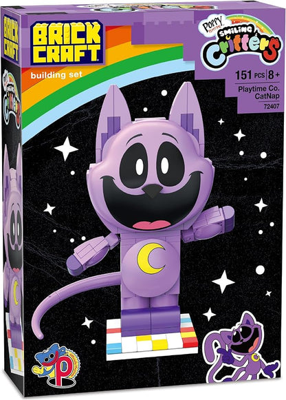 Brickcraft Poppy Playtime CatNap Smiling Critters Building Set 151 Piece Posable Purple Cat Figure with Tail Collectible Horror Game Building Toys Gift for Boys &amp Girls Ages 8 and Up