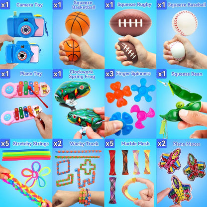 125 Pack Fidget Toys Assortment for Kids 4-8-12,Stress&Anxiety Relief Toys for Party Favors,Treasure Box Fillers,Classroom Prizes Rewards,Carnival,Pinata Stuffers
