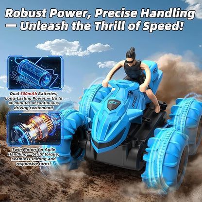 LM15-D Amphibious Remote Control Car 2.4 GHz Waterproof RC Car All Terrain Off Road Car Toys(Blue)