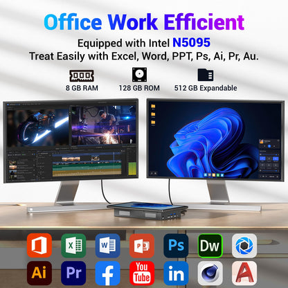 10.1 inch Industrial Embedded Panel PC, Win 11 Computer with 10 Points Touchscreen Tablet, Celeron N5095 8GB RAM/128GB ROM, Dual HDMI 2.0 WiFi 5 Bluetooth 5.0 for Office/Automation/Kiosk/Bar/Warehouse