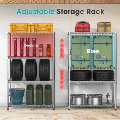 24"Depth Metal Wire Shelving Unit Metal Shelf Adjustable Storage Rack Kitchen Storage shelves 4 Tier Commercial Heavy-Duty 2200 LBS Sturdy Standing Steel for Home Garage Pantry 24"Dx 30"Wx59"H
