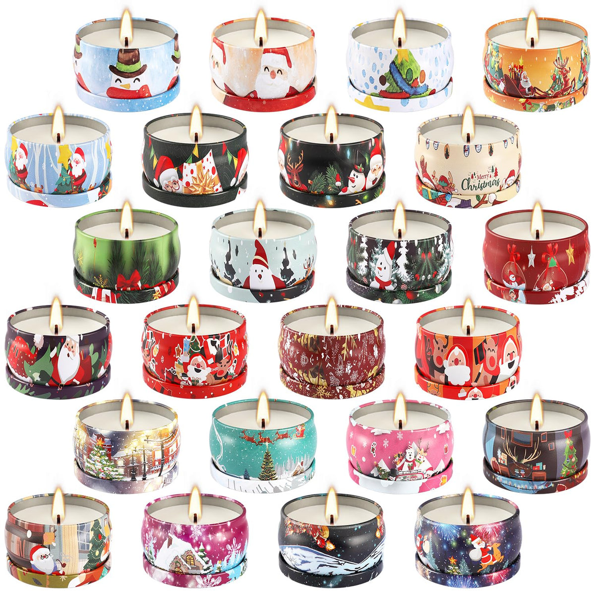 Wfmolcand 24 Packs Christmas Scented Candles Gift- Aromatherapy Candle-2.5oz Soy Wax-Long Lasting Burn time, Advent,Christmas Thanksgiving Gifts, Home Decor.