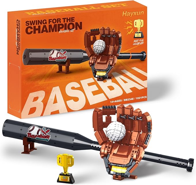 Baseball Building Set for Adults – Creative Sports Model with Bat Glove Ball &amp Trophy Premium Construction Building Toy for Men &amp Teens Unique Baseball Gift &amp Decorative Display Piece