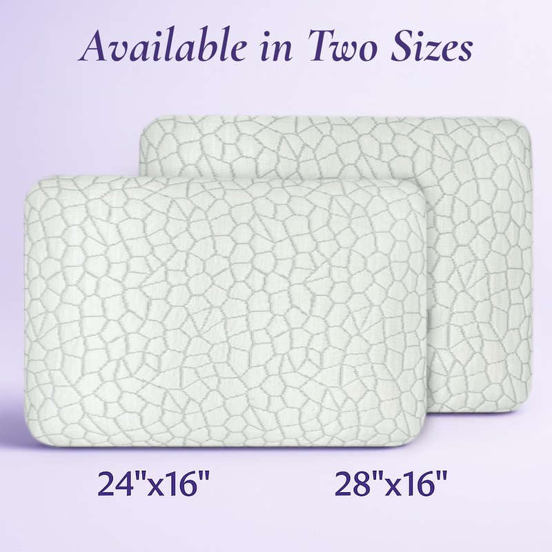 OMEO 2 Pack Lavender Cooling Memory Foam Bed Rest Pillows, Ventilated Memory Foam Cooling Pillow for Stomach, Back and Side Sleeper Support, Washable Removable Cover Sleeping Pillows, 24" x 16"