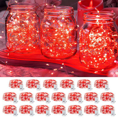 20 Pack LED Fairy Lights Battery Operated,3 Features Blinking Slowly Blinking & just on 7FT 20 LED Waterproof Mini Twinkle String Lights for Wedding Party Christmas Decorations,red