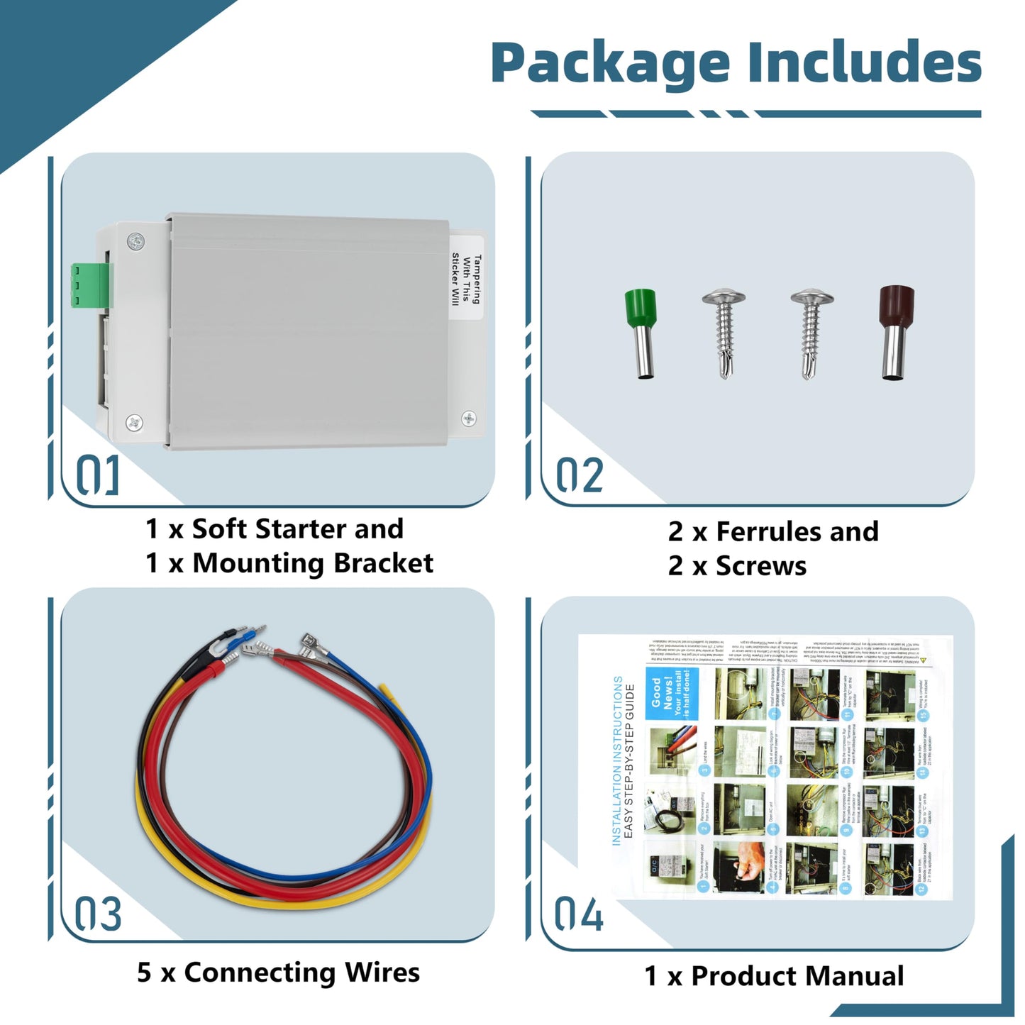 Eshcol AC Soft Start Kit for 1.75-3.5 Ton Air Conditioners, Fit for Home, RV, Commercial, Generators Use. Easy to Install, Reduces Start-Up Current by 70%, 110V-240V. Compatible with Most AC Brands.