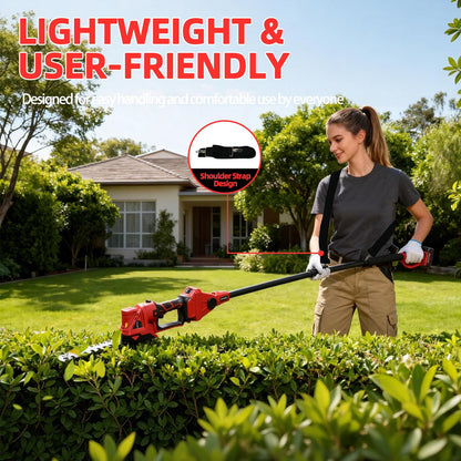 4-in-1 Electric Pole Hedge Trimmer, Cordless Bush Trimmer & Grass Shear with Extension Pole, 4.0Ah Battery & LCD Display, 180° Adjustable Angle, 16 Ft Reach, Powerful Branches Cutter for Tree