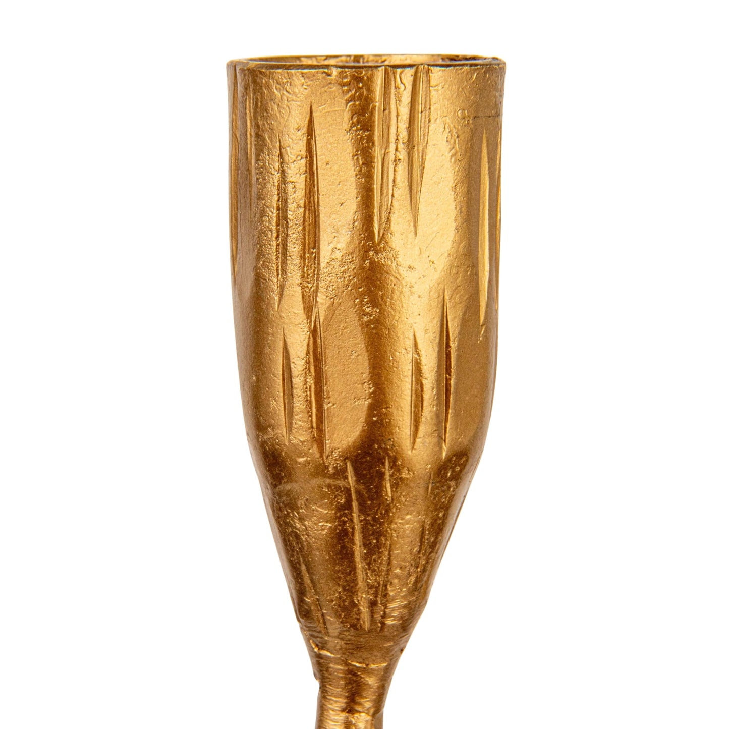 Creative Co-Op 4-Piece Hand-Forged Cast Metal Taper Holders, Gold Finish